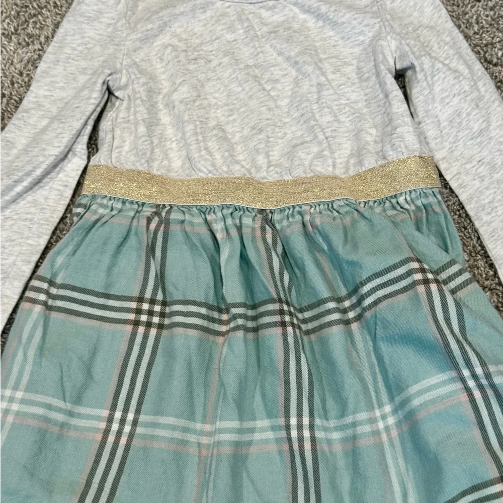 Carter’s Toddler Plaid Skirt Dress Gold Sparkle long sleeve Dress Size 4T